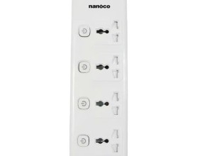 Ổ cắm có dây Nanoco NES43415-3  4 ổ cắm đa năng + 4 công tắc 3m