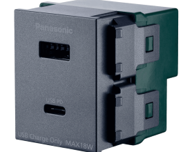 Wide_Ổ cắm USB WEF14821MYH-VN  1 cổng Type A - 1 cổng Type C màu xám kim