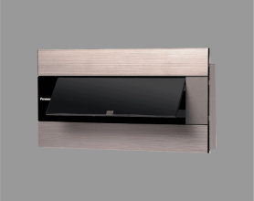 Tủ điện âm tường Panasonic BQDX12G11AV Mặt nhựa, nắp kính mở dọc 12 đường màu vàng kim