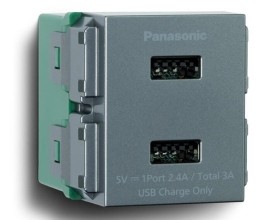 Wide_Ổ cắm USB WEF11821MYH-VN 2 cổng màu xám kim