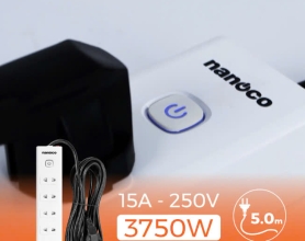 Ổ cắm có dây Nanoco 5 ổ cắm 2 chấu + 1 công tắc NES5215-5  5m