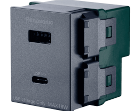 Wide_Ổ cắm USB WEF14821MYH-VN  1 cổng Type A - 1 cổng Type C màu xám kim