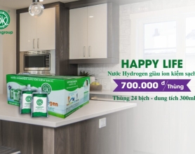 NƯỚC HAPPY LIFE  -HYDROGEN- ION KIỀM  (1 THÙNG/ 24 BỊCH)