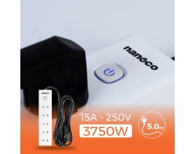 Ổ cắm có dây Nanoco 5 ổ cắm 2 chấu + 1 công tắc NES5215-5  5m