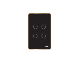 Mặt 4 công tắc màu đen viền vàng, điều khiển Wifi SWB4/SC