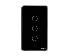 Mặt 3 công tắc màu đen viền vàng, điều khiển Wifi SWB3/SC