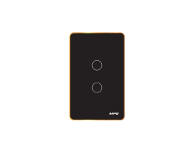 Mặt 2 công tắc màu đen viền vàng, điều khiển Wifi SWB2/SC