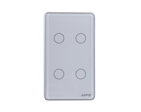 Mặt 4 công tắc màu trắng viền bạc, điều khiển Wifi SWW4/SC