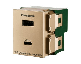 Wide_Ổ cắm USB WEF14821MYZ-VN  1 cổng Type A - 1 cổng Type C màu vàng kim