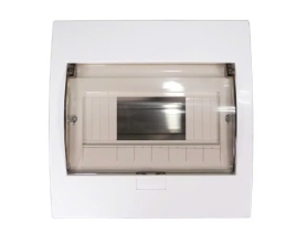 Tủ điện âm tường Nanoco NDP108 Mặt nhựa, nắp kính mở dọc 4-8 đường