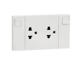  Bộ ổ cắm đôi 3 chấu 16A có công tắc M3T_SIS_WE